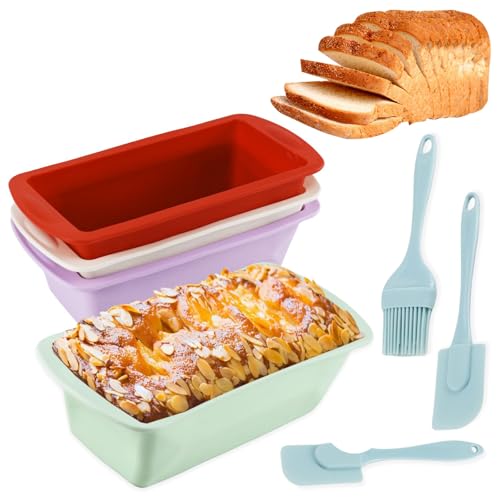 4 Stück Silikon Backformen, Brotbackform Klein Rechteckig, Tortenform, Toastbrot Backform, Backen Kastenbackform, Antihaftende Kastenform kuchen für Kuchen und Brote, mit 3 Stück Silikon Spatel Set 4 Stück Silikon Backformen, Brotbackform Klein Rechteckig, Tortenform, Toastbrot Backform, Backen Kastenbackform, Antihaftende Kastenform kuchen für Kuchen und Brote, mit 3 Stück Silikon Spatel Set von Reh:ncla