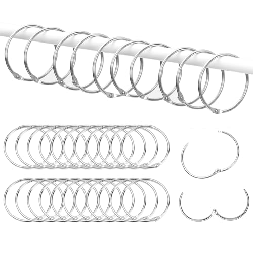 40 Stück Gardinenringe Zum Öffnen, 50mm Vorhangringe Metall, Rund Vorhang Ringe Gardinen Ringe für Stange, Duschvorhang Ringe für Vorhänge, Tür und Duschvorhänge (Silber) von Reh:ncla