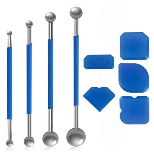 9 Stück Werkzeug Schaber Kit Fugenglätter Set, 4 Stück Metallkugel Abzieher und 5 Stück Silikon Fugenglätter, Silikonfugen Abzieher Caulking Werkzeug Kit Fugenglätter Set für Küchenfliesen Badezimmer 9 Stück Werkzeug Schaber Kit Fugenglätter Set, 4 Stück Metallkugel Abzieher und 5 Stück Silikon Fugenglätter, Silikonfugen Abzieher Caulking Werkzeug Kit Fugenglätter Set für Küchenfliesen Badezimmer von Reh:ncla