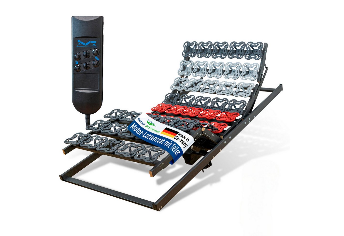 Lattenrost AEROBALANCE KF, Reha-Schlafwelt, Kopfteil motorisch verstellbar, Fußteil motorisch verstellbar, 80x200 cm, Lattenrost mit Motor, fertig montiert, Made in Germany von Reha-Schlafwelt