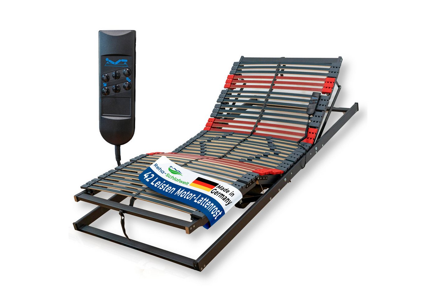 Lattenrost RELAXANA KF Motor, Reha-Schlafwelt, Kopfteil motorisch verstellbar, Fußteil motorisch verstellbar, 100x200 cm, elektrischer Lattenrost fertig montiert, Made in Germany von Reha-Schlafwelt