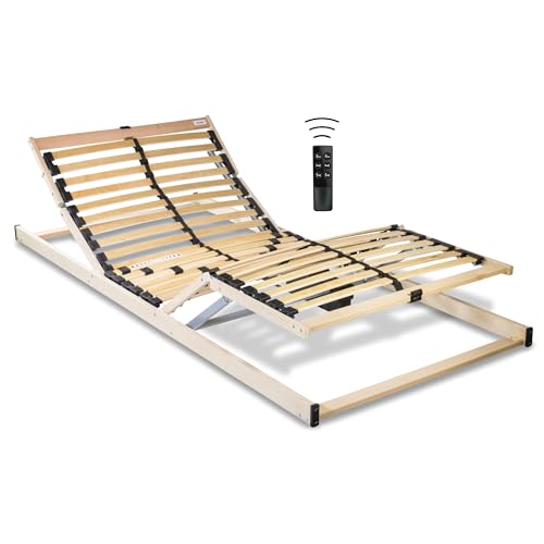 RehaSleep Elektrischer Lattenrost – Fertig montiert – Made in Germany – Elektrisch verstellbar mit Funkfernbedienung – 7-Zonen (80X200cm) von RehaSleep