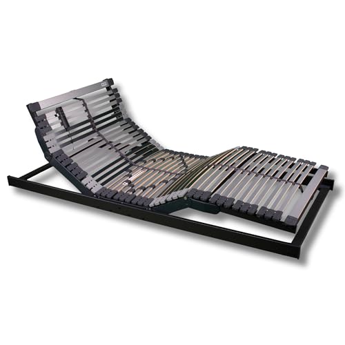 RehaSleep Elektrischer Lattenrost mit Flachmotor – Fertig montiert – Made in Germany – Elektrisch verstellbar mit Funkfernbedienung – 7-Zonen (80X200cm) von RehaSleep