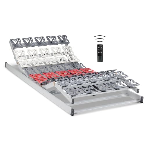 RehaSleep Tellerlattenrost elektrisch – Fertig montiert – Made in Germany – Elektrisch verstellbar mit Funkfernbedienung – 7-Zonen (90X200cm) von RehaSleep