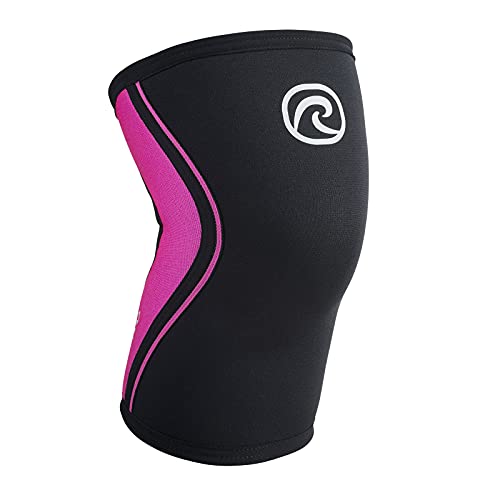 Rehband Kniebandage 3mm Neopren, leichte Kniebandage für Damen & Herren, Bandage Knie für Ausdauersport, atmungsaktive Sportbandage, Farbe:Pink, Größe:M von Rehband