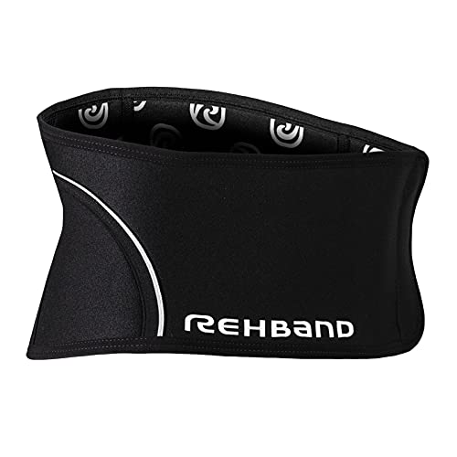 Rehband Rückenbandage Schwarz, Rückenstützgürtel aus 5mm SBR/Neopren, Stabilisationsgürtel für Rücken & Lendenwirbelsäule, Farbe:Schwarz, Größe:M von Rehband