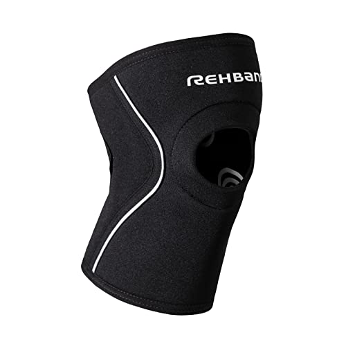 Rehband Patella Kniebandage 5 mm Neopren, stützende Kniebandage mit Patellaöffnung, optimaler Knieschutz für Kraftsport, Joggen & Fitness, Farbe:Schwarz, Größe:S von Rehband