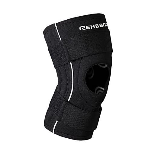 Rehband UD Knieorthese, 1 Stück, Kniebandage Patellaöffnung 5mm Neopren, Klettverschluss, Farbe:Schwarz, Größe:L von Rehband