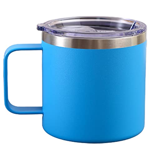 Reheyre 12oz vakuum isolierter Camping becher mit Deckel, Vakuum becher Leck dichte doppel lagige Kaffee-Thermo Outdoor, Edelstahl-Kaffee-Milch-Wasser becher Blau von Reheyre