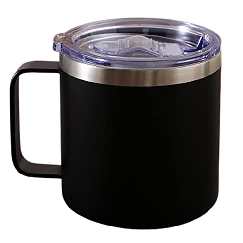 Reheyre 12oz vakuum isolierter Camping becher mit Deckel, Vakuum becher Leck dichte doppel lagige Kaffee-Thermo Outdoor, Edelstahl-Kaffee-Milch-Wasser becher Schwarz von Reheyre