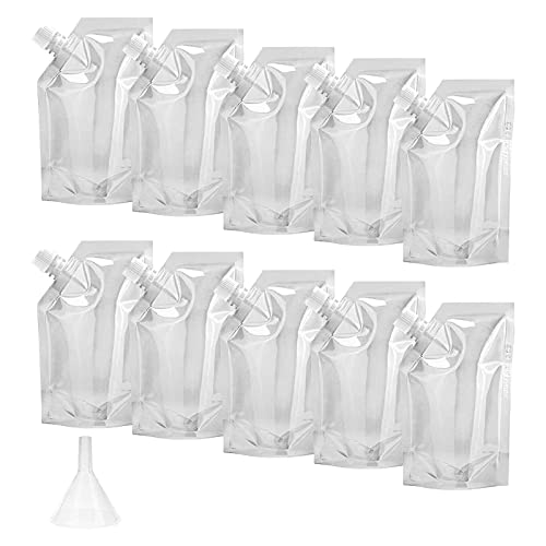 Reheyre 350ML/500ML/200ML/100ML/1000ML Alkohol Beutel klar PET Sneak Alkohols Fläschchen Kit Ausblenden Trinkbeutel mit Trichter 1000ML von Reheyre
