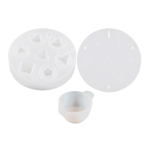 Reheyre 3D-Würfelform mit 7 Fächern, lebensmittelechtes Silikon, Würfelformen für selbstgemachte Würfel, unregelmäßige, mehrseitige digitale Würfel, ideal für Würfelliebhaber, Geschenksets von Reheyre