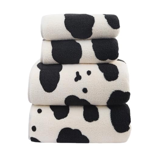 Reheyre Cartoon Cute Cow Print Badetücher, stark wasserabsorbierend, schnell trocknend, Tier Kuh Badetuch Badezimmer Handtuch für Männer, Frauen, Reisen, Schwimmhandtuch+Badetuch von Reheyre