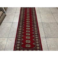 Maroon Bokhara Teppich 700x2800 - Wollteppich Kurzflor Küchenteppich Schlafzimmer Roter von RehmatRugs
