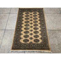 90x150 Beige Bokhara - Handgeknüpfter Teppich Aus 100% Wolle Reiner Seide von RehmatRugs