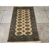90x150 Beige Bokhara - Handgeknüpfter Teppich Aus 100% Wolle Reiner Seide von RehmatRugs