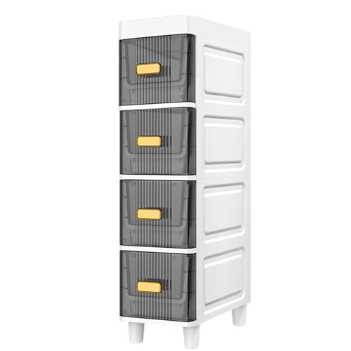 4-stufiger Schmaler Badezimmer Schrank, Schmales Bodenregal mit Tür für Kleine Räume, Aufbewahrungsschrank für Kosmetik, Handtücher, Toilettenartikel, 72.5x18x38cm von Rehomy