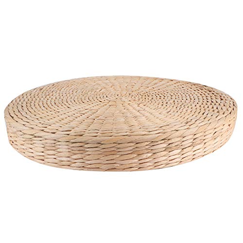 Tatami Sitzkissen Cattail Handgewebte Bodenmatte 40 cm rund Pouf Yoga Meditation Sitz für Wohnzimmer Balkon Garten Zuhause Fensterdekoration von Rehomy