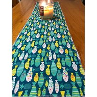 Fischläufer 10 "x 42 Blaugrün Und Gelb Bibliothek Mann Höhle Gebrauch Auf Bank Kommode Nachttisch Tisch Bar Geschenk Für Papa Küche Schlafzimmer von ReidBabyBlankets