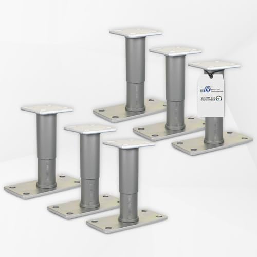 BB STANZ Pfostenträger Bodenplatte 160 x 80 x 6 mm (6 Stück) Stützfuß Bodenfuß Betonfuß höhenverstellbar verstellbar mit Platte Trägerplatte 80 x 80 x 6 mm von BB Stanz- und Umformtechnik