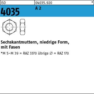 Sechskantmutter ISO 4035 M 18 x 2,5 Edelstahl A2 blank 10 Stk Sechskantmutter ISO 4035 M 18 x 2,5 Edelstahl A2 blank 10 Stk von Reidl