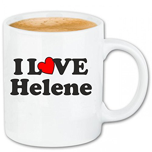 Reifen-Markt Kaffeetasse I Love Helene Keramik Höhe 9,5cm & 8cm Durchmesser 330 ml in Weiß für jeden Liebhaber/Fan genau das richtige von Reifen-Markt