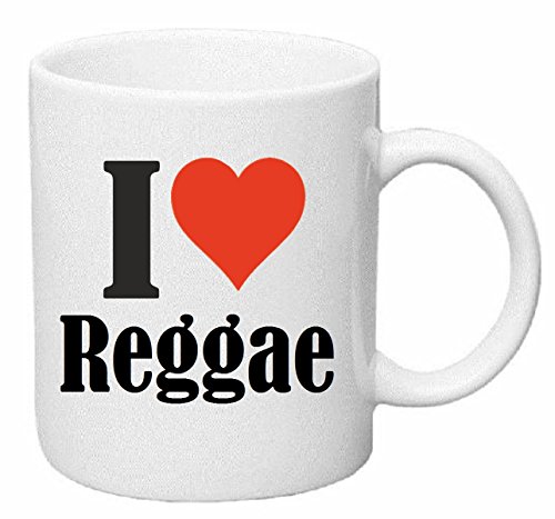 Kaffeetasse I Love Reggae Keramik Höhe 9,5cm ? 8cm in Weiß von Reifen-Markt