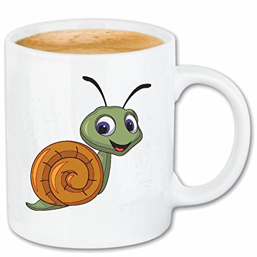 Reifen-Markt Kaffeetasse LUSTIGE SCHNECKE MIT SCHNECKENHAUS SCHNECKEN WEINBERGSCHNECKE NAPFSCHNECKE NACKTSCHNECKEN Keramik 330 ml in Weiß von Reifen-Markt