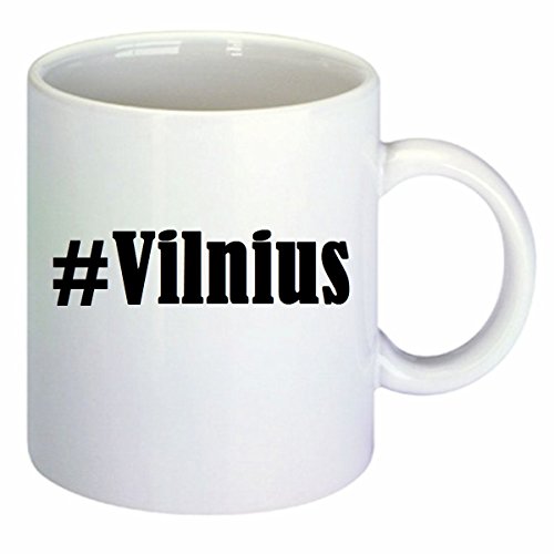 Kaffeetasse #Vilnius Hashtag Raute Keramik Höhe 9,5cm ? 8cm in Weiß von Reifen-Markt