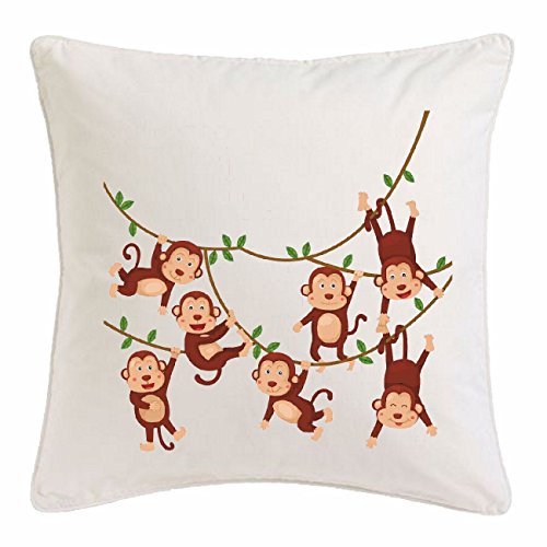 Kissenbezug 40x40cm AFFEN HÄNGEN AM Baum Monkey Schimpanse AFFE Gorilla SILBERRÜCKEN MENSCHENAFFE Charly AFFEN King Kong aus Mikrofaser in Weiß von Reifen-Markt