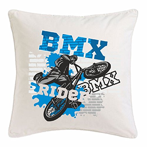 Kissenbezug 40x40cm BMX Rider Bicycle Motocross BONANZARAD Fahrrad Freestyle Mountainbike aus Mikrofaser in Weiß von Reifen-Markt