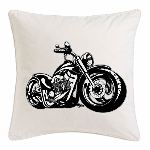 Reifen-Markt Kissenbezug 40x40cm Custom Chopper BIKERSHIRT Motorrad Chopper Gothic Motorcycle Skull Motorradclub Bike Route 66 aus Mikrofaser in Weiß von Reifen-Markt