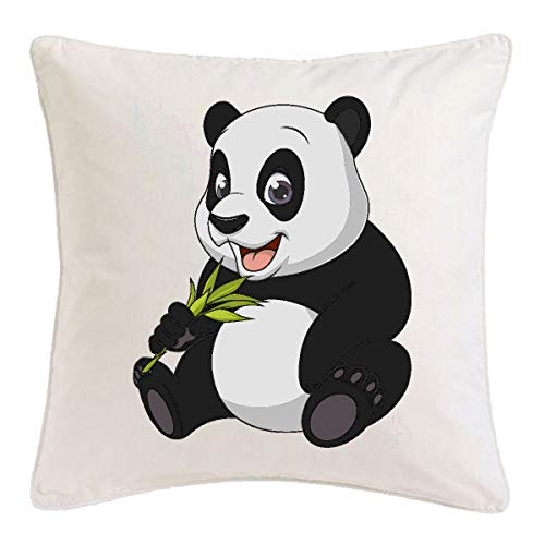 Kissenbezug 40x40cm FRÖHLICHER PANDABÄR - Panda - Koala - Panda Baby - KUSCHELTIERE aus Mikrofaser in Weiß von Reifen-Markt