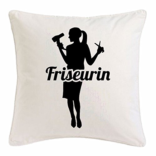 Reifen-Markt Kissenbezug 40x40cm Friseurin - Friseur - Haare SCHNEIDEN - FRISEURGESCHÄFT - FRISEURSALON aus Mikrofaser in Weiß von Reifen-Markt