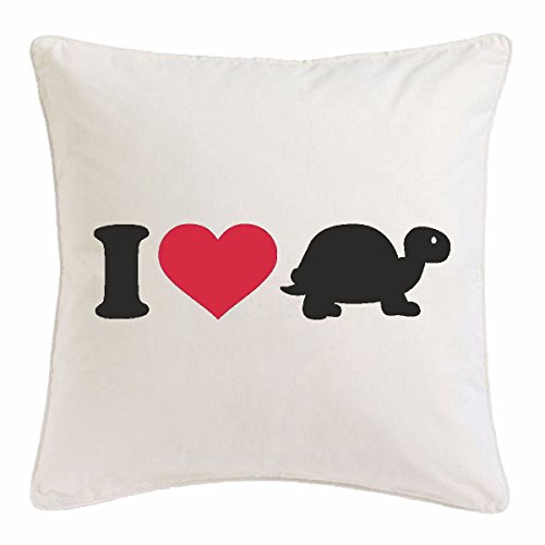 Reifen-Markt Kissenbezug 40x40cm I Love SCHILDKRÖTEN - SCHILDKRÖTE - WASSERSCHILDKRÖTE - LANDSCHILDKRÖTE - MEERESSCHILDKRÖTE aus Mikrofaser in Weiß von Reifen-Markt