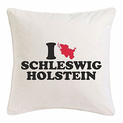 Kissenbezug 40x40cm I Love Schleswig Holstein - Deutschland - Germany - Bundesland - Hauptstadt aus Mikrofaser in Weiß von Reifen-Markt