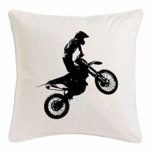 Kissenbezug 40x40cm Motocross Silhouette 125CCM Moto-Cross Freestyle Motocross Motorrad Sport Bekleidung Biker Motorrad Bike Maschine aus Mikrofaser in Weiß von Reifen-Markt