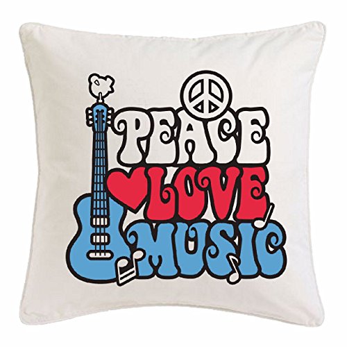 Kissenbezug 40x40cm Peace Love Music Freiheit Frieden WELTFRIEDEN Umwelt NATURSCHUTZ Techno Jazz Funky Soul Trance Festival House Hiphop HIP HOP DJ aus Mikrofaser in Weiß von Reifen-Markt