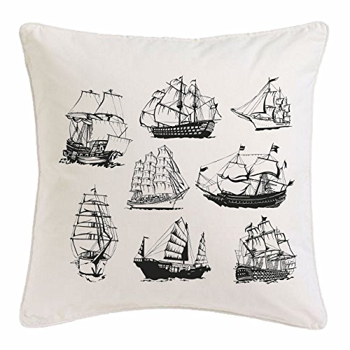 Kissenbezug 40x40cm SEGELBOOT SEGELSCHIFF PIRATENSCHIFF VINTAGE ANKER SKULL PIRAT SEGELBOOT SEGELSCHIFF STEUERRAD TOTENKOPF SEERÄUBER SAILING COLLEKTION SKULL KREBS STEUERRAD PIRATENSCHIFF SEGELSCHIFF aus Mikrofaser in Weiß von Reifen-Markt