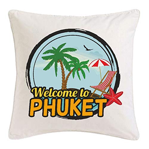 Reifen-Markt Kissenbezug 40x40cm Welcome to Phuket - Thailand - Pazifik - FERNOST - Sommerurlaub aus Mikrofaser in Weiß von Reifen-Markt
