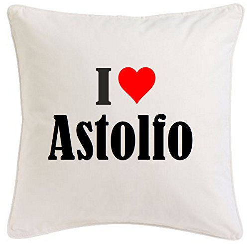 Kissenbezug I Love Astolfo 40cmx40cm aus Mikrofaser geschmackvolle Dekoration für jedes Wohnzimmer oder Schlafzimmer in Weiß mit Reißverschluss von Reifen-Markt