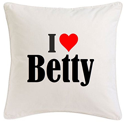 Kissenbezug I Love Betty 40cmx40cm aus Mikrofaser geschmackvolle Dekoration für jedes Wohnzimmer oder Schlafzimmer in Weiß mit Reißverschluss von Reifen-Markt