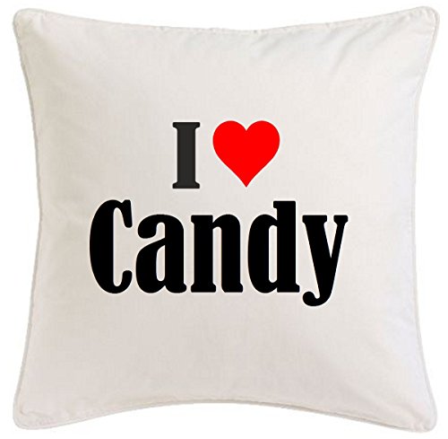Kissenbezug I Love Candy 40cmx40cm aus Mikrofaser geschmackvolle Dekoration für jedes Wohnzimmer oder Schlafzimmer in Weiß mit Reißverschluss Kissenbezug I Love Candy 40cmx40cm aus Mikrofaser geschmackvolle Dekoration für jedes Wohnzimmer oder Schlafzimmer in Weiß mit Reißverschluss von Reifen-Markt