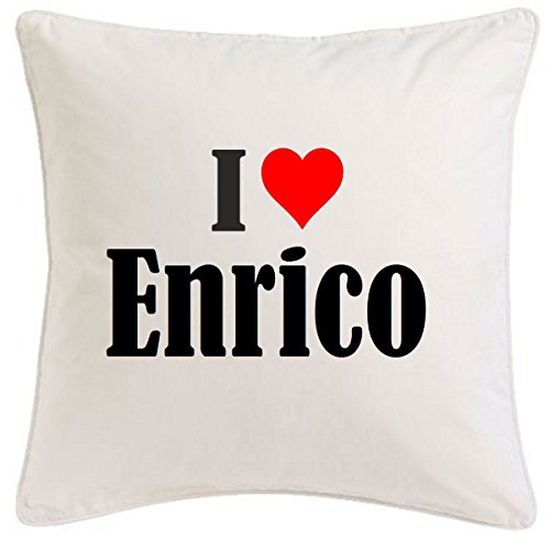 Kissenbezug I Love Enrico 40cmx40cm aus Mikrofaser geschmackvolle Dekoration für jedes Wohnzimmer oder Schlafzimmer in Weiß mit Reißverschluss von Reifen-Markt