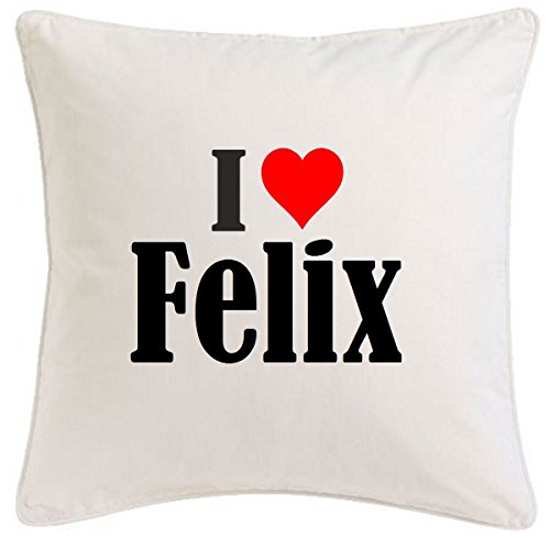 Kissenbezug I Love Felix 40cmx40cm aus Mikrofaser geschmackvolle Dekoration für jedes Wohnzimmer oder Schlafzimmer in Weiß mit Reißverschluss von Reifen-Markt