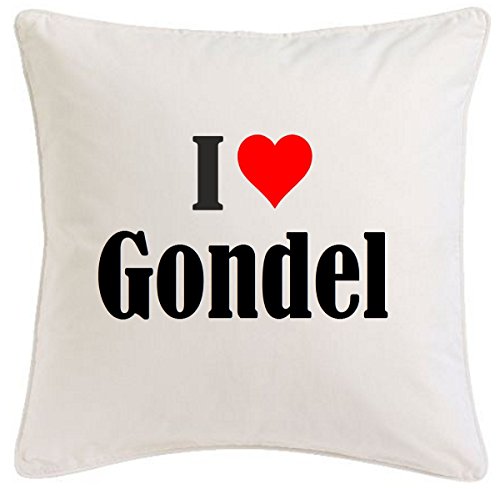 Kissenbezug I Love Gondel 40cmx40cm aus Mikrofaser geschmackvolle Dekoration für jedes Wohnzimmer oder Schlafzimmer in Weiß mit Reißverschluss von Reifen-Markt