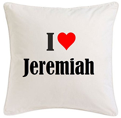 Kissenbezug I Love Jeremiah 40cmx40cm aus Mikrofaser geschmackvolle Dekoration für jedes Wohnzimmer oder Schlafzimmer in Weiß mit Reißverschluss von Reifen-Markt