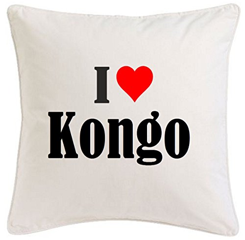 Kissenbezug I Love Kongo 40cmx40cm aus Mikrofaser geschmackvolle Dekoration für jedes Wohnzimmer oder Schlafzimmer in Weiß mit Reißverschluss von Reifen-Markt