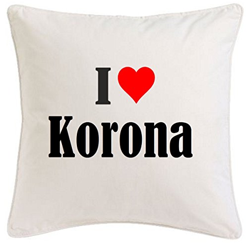 Kissenbezug I Love Korona 40cmx40cm aus Mikrofaser geschmackvolle Dekoration für jedes Wohnzimmer oder Schlafzimmer in Weiß mit Reißverschluss von Reifen-Markt