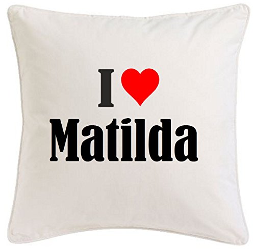 Kissenbezug I Love Matilda 40cmx40cm aus Mikrofaser geschmackvolle Dekoration für jedes Wohnzimmer oder Schlafzimmer in Weiß mit Reißverschluss von Reifen-Markt